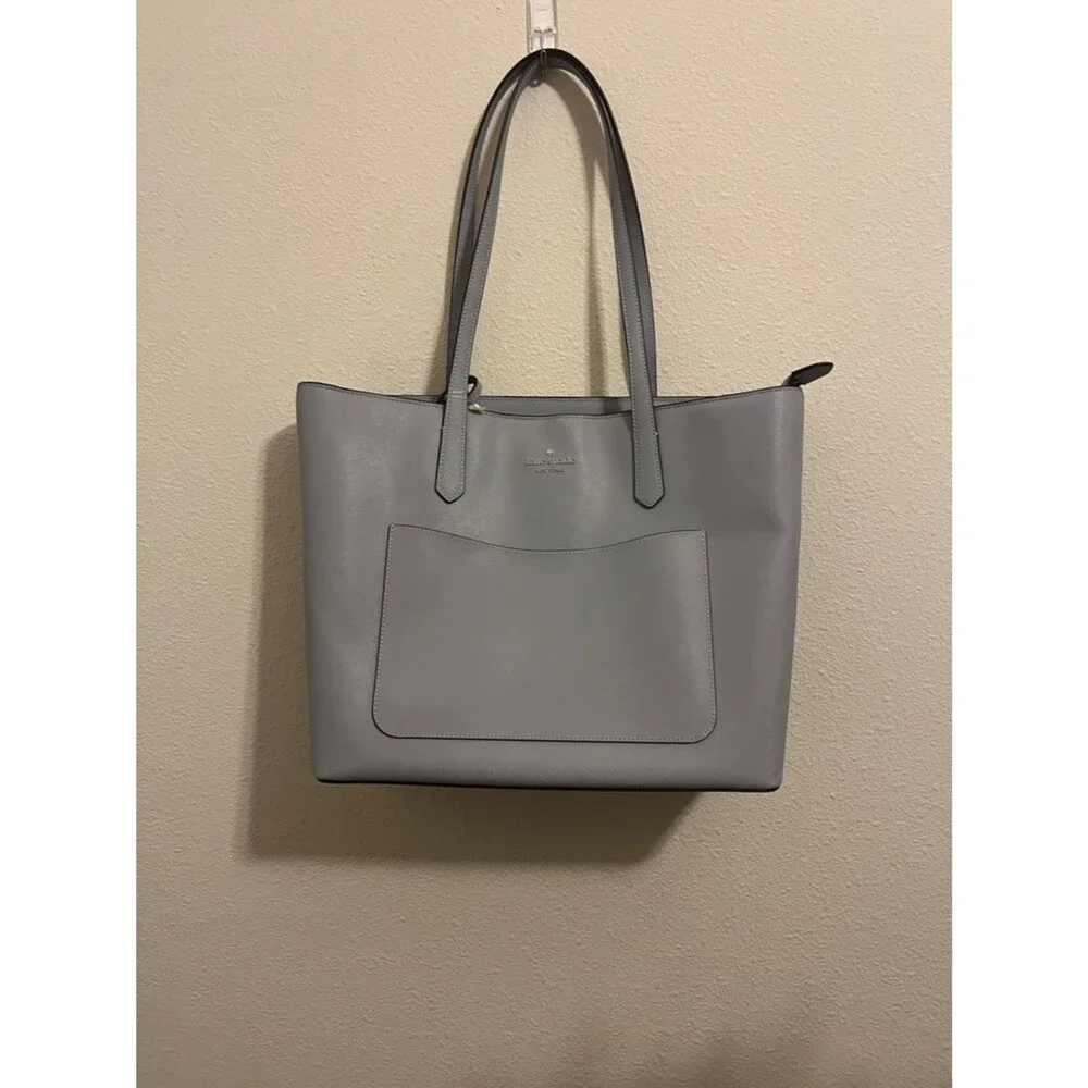 Kate Spade New York Staci large tote bag and pouch set in a neutral grey 3 pcs